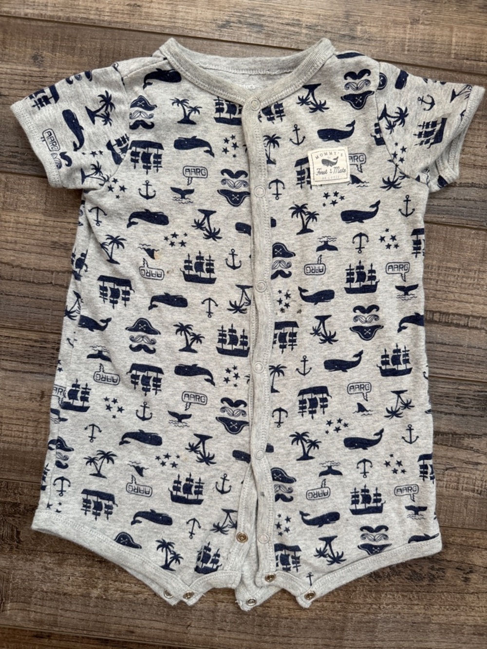 Carter's Gray and Navy Nautical Print One-Piece
